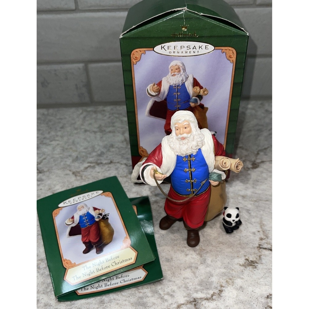 Vintage Hallmark Keepsake Ornament Santa Claus Set of Two Ornaments Panda